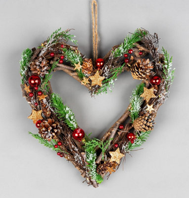 Shatchi 35Cm B/o Led Twig Hanging Heart Red/brown from B&Q