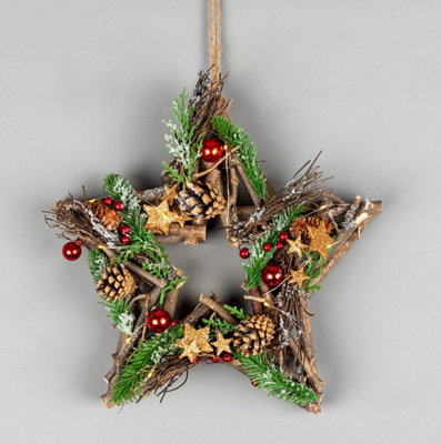 Shatchi 35Cm B/o Led Twig Hanging Star Red/brown from B&Q