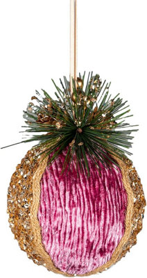 B&Q -  11.5Cm Pink Glitter BaubleChristmas Hanging Decoration