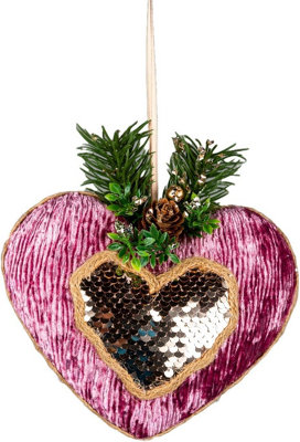 B&Q -  16.5Cm Pink HeartChristmas Hanging Decoration