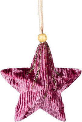 Shatchi 10.5Cm Pink StarChristmas Hanging Decoration from B&Q