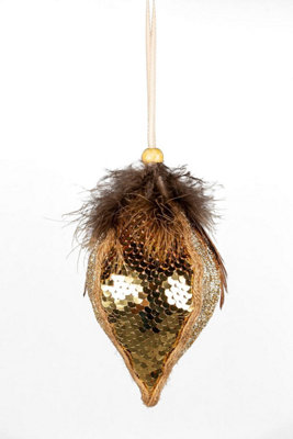 Shatchi 14Cm Gold Teardrop BaubleChristmas Hanging Decoration from B&Q