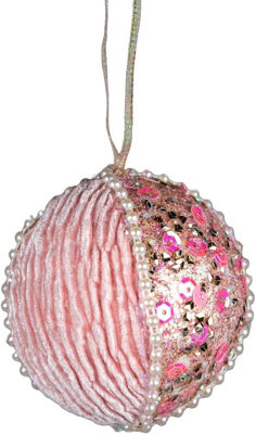 B&Q -  7Cm Bauble Baby PinkChristmas Hanging Decoration