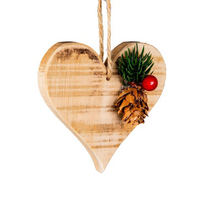 Shatchi Wooden Craft Heart Shape - Tree Hanging Decoration - 10X10x1.5cm
