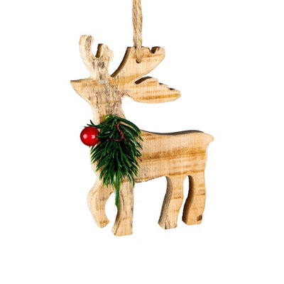 B&Q -  Wooden Craft Reindeer ShapeTree Hanging Decoration12X8X1.5Cm