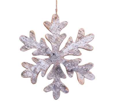 Shatchi 20Cm Snowflake Shape Birch Bark Wooden Christmas Wall Hanging Decoration from B&Q
