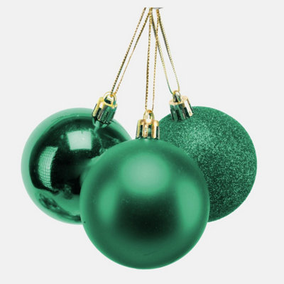 Shatchi Green 50Mm/12Pcs Christmas Baubles Shatterproof Emerald ,Tree Decorations