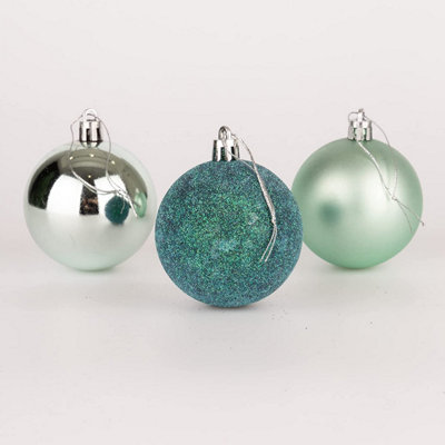 Shatchi 50Mm/12Pcs Christmas Baubles Shatterproof ,Tree Decorations Turquoise