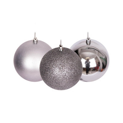 Shatchi Grey 60Mm/6Pcs Christmas Baubles Shatterproof Mid Christmas Tree Decorations