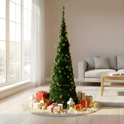 B&Q -  6Ft Prelit Pop Up Christmas Tree With Warm White Led Lights And Gold Baubles
