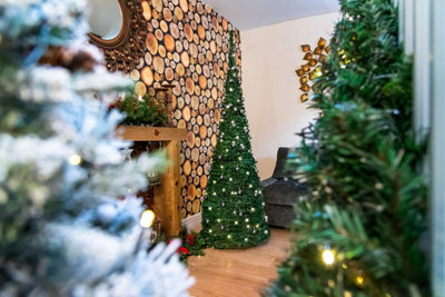 B&Q -  4Ft / 120Cm Pre-Lit Pop Up Christmas Tree With Leds And Silver Baubles