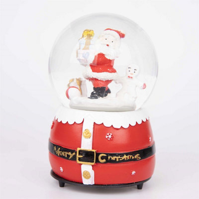 Shatchi Musical Christmas Snowglobe Large Water Ball Features Santa Snowman Scene Santa Costume Resin Base Decorations from B&Q