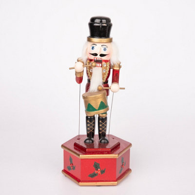 Shatchi 30Cm Musical Box Wooden Nutcrackers Soldiers Figures Animated Clockwork Puppet Figurines Christmas Decoration Ornament from B&Q