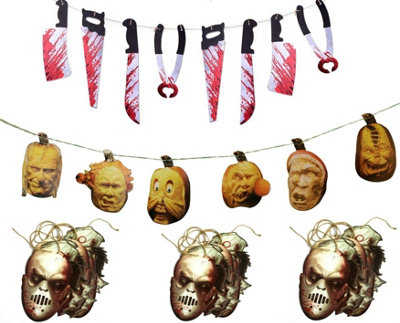 Shatchi Halloween Garland Bloody Weapons Spooky Bunting Banner Party Supply Scary Wall Decorations from B&Q
