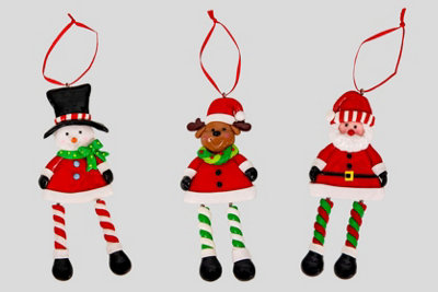 Shatchi Christmas Tree Hanging Decoration 12Pcs Santa Snowman Reindeer from B&Q
