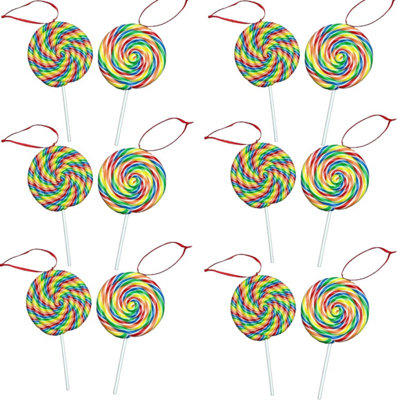 Shatchi Christmas Tree Hanging Decorations Lollipop Pendants Candy Cane Tree Wall Home Décor Ornaments 12Pcs Set