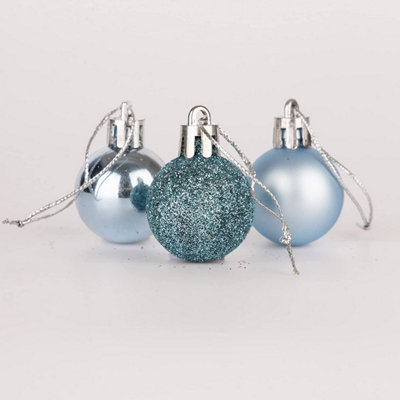 Shatchi 30Mm/24Pcs Christmas Baubles Shatterproof ,Tree Decorations Light/Blue