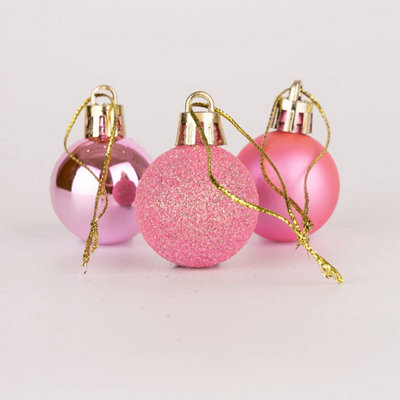Shatchi 30Mm/24Pcs Christmas Baubles Shatterproof ,Tree Decorations Pink