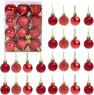 Shatchi Red 30Mm/24Pcs Christmas Baubles Shatterproof ,Tree Decorations