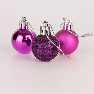 Shatchi Purple 30Mm/24Pcs Christmas Baubles Shatterproof ,Tree Decorations