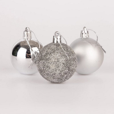 Shatchi Christmas 5Cm Baubles Shatterproof Tree Decorations 18Pcs Silver