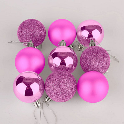 Shatchi 50mm/18Pcs Christmas Baubles Shatterproof Pink,tree Decorations from B&Q
