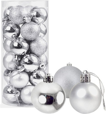 Shatchi 60Mm/18Pcs Christmas Baubles Shatterproof ,Tree Decorations Silver