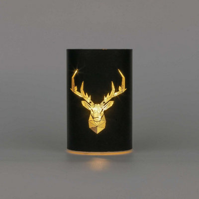 Shatchi 17Cm Christmas Decorated Vase Led Black Glass Vase / Stags Head from B&Q