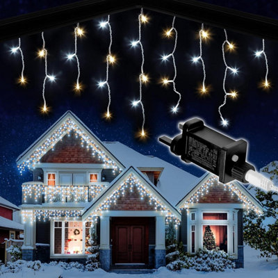 Shatchi 240 Led Icicle Lights 5M8 ModesWhite And Warm White Outdoor Christmas Lights from B&Q