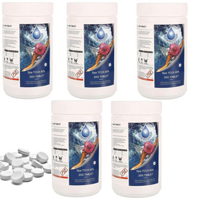 B&Q -  5 Kg Chlorine Tablets Water Treatment For Rapid Disinfecting And Cleaning Of Hot Tub Spa And Swimming Pool 250 X 20G