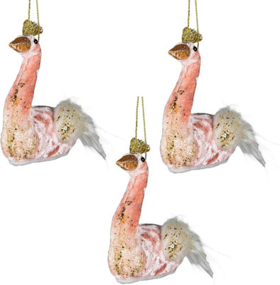 Shatchi Swan Pink 12X13Cm3Pcs Christmas Hanging Decorations from B&Q