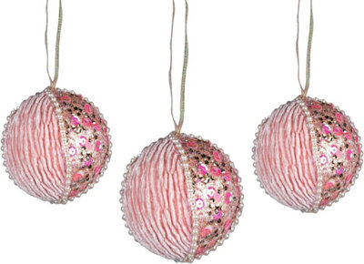 Shatchi 7Cm Bauble Baby - 3Pcs Christmas Hanging Decorations Pink