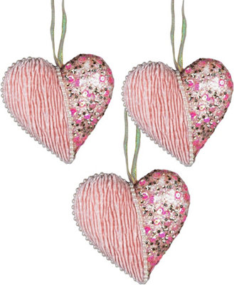 Shatchi Pink Heart Baby - 3Pcs Christmas Hanging Decorations 12Cm