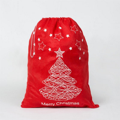 Shatchi 5 Pcs Merry Christmas Santa Sack Stocking Socks Gifts Bag Felt Xmas Accessories 60Cmx45cm Red
