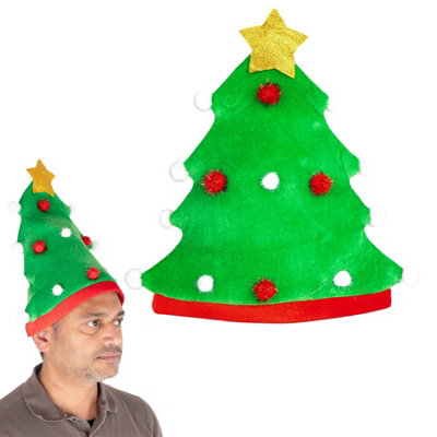 B&Q -  Festive Green Christmas Tree Hat Playful Accessory For Holiday Celebrations