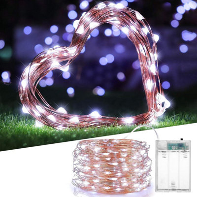 B&Q -  40 Sparkles White Led Battery Operated Lights With Gold WireElegant Gold Wire String Lights,2Pk