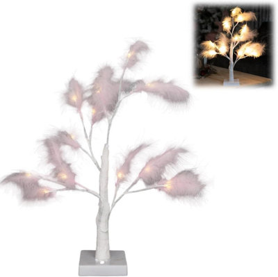Shatchi 55Cm Light Pink Feather Tree Table Lamp Warm White Leds Lighted Pampas TreeBattery-Operated Decorative from B&Q