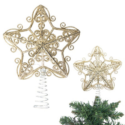 Shatchi Christmas Gold Glitter Star Tree TopperSparkling Star Decoration For Xmas TreeElegant Christmas Home Décor from B&Q