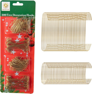 B&Q -  300Pcs Tree Decoration Hooks GoldSturdy & Durable For Festive Ornaments