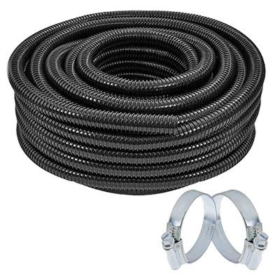 Spares2Go Pond Hose Flexible Marine Filter Pipe Corrugated  + 2 Clamp Clips (32mm10M) from B&Q