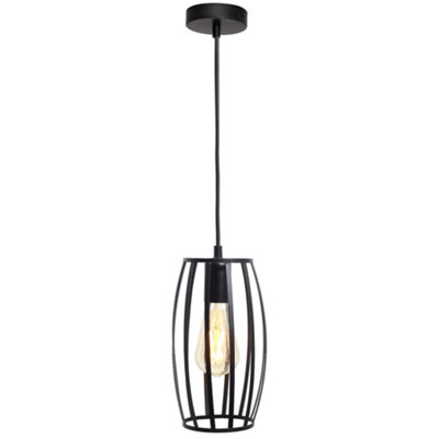 B&Q -  Wiz Connected Led Pear Cage Pendant Black St64 Amber Tuneable White Wifi