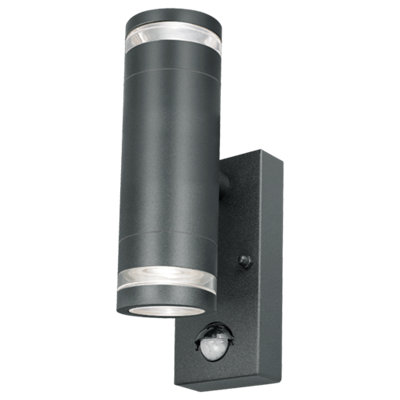 B&Q -  Marinus Outdoor Up Down Wall Light (Anthracite) Rust Free Ip44 Rated Motion Sensor Exterior Wall Lamp4L2/2308