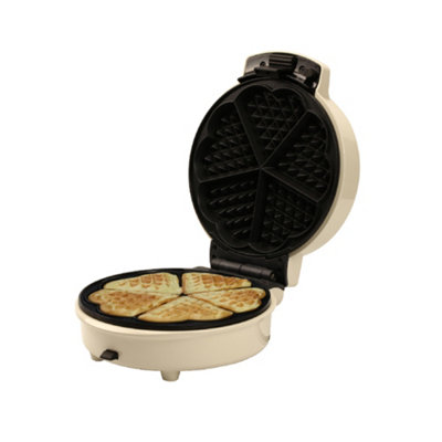 Emtronics Cream 5 Heart Belgian Waffle Maker Non-Stick With Temperature Control from B&Q