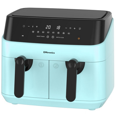 Emtronics Double Basket Air Fryer Large Digital 9 Litre Dual With TimerAqua from B&Q