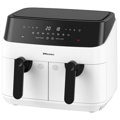 Emtronics Double Basket Air Fryer Large Digital 9 Litre Dual With TimerWhite from B&Q
