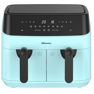 B&Q -  Double Basket Air Fryer Large Digital 9 Litre Dual With TimerAqua