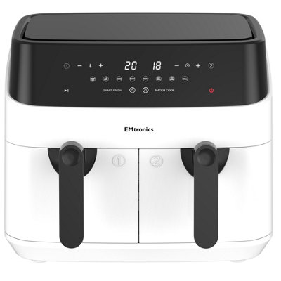 Emtronics Double Basket Air Fryer Large Digital 9 Litre Dual With TimerWhite from B&Q