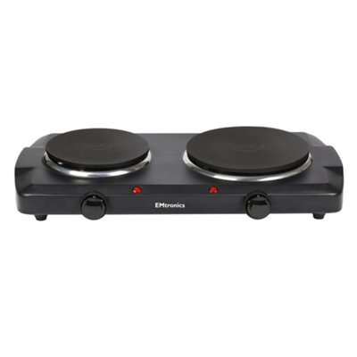 B&Q -  2500W Portable Hob With Double HotplatesTemperature ControlBlack