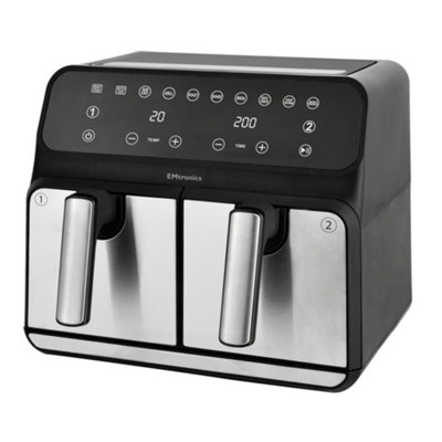 Emtronics Double Basket Air Fryer Large Digital 8 Litre Dual With TimerSilver from B&Q