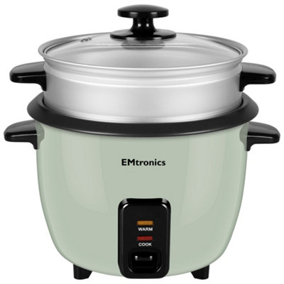Emtronics 0.6L Rice Cooker 350WNon-Stick Pot & Keep Warm SettingSage Green from B&Q